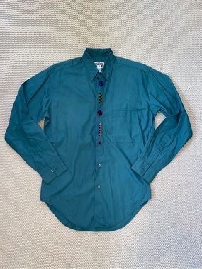 ✰ vintage green 80s embellished mens button up ✰